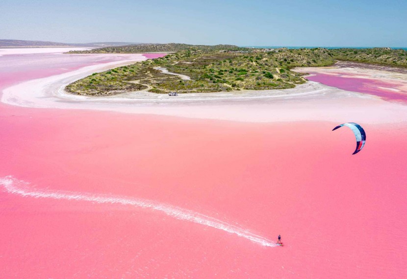 Hutt Lagoon, czyli różowy kitespot, który naprawdę robi wrażenie.